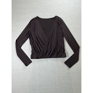 Nike Studio Wrap Training Top Black Long Sleeve Yoga V-Neck Shirt 743170-010 M